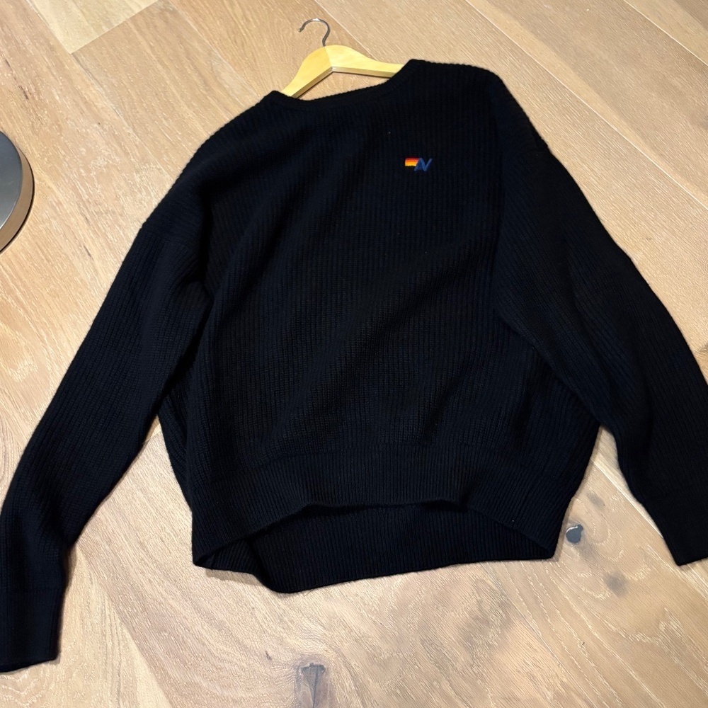 Aviator Nation VINTAGE CABIN UNISEX CASHMERE SWEATER VINTAGE Black Size XL.